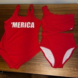 Girls Red One-piece Swimwear Bundle